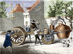 Steam Powered Cars Prints: Cugnots Engine 1769