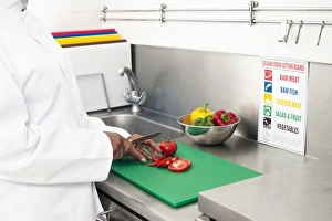 Kitchen Food Preparation Prints: Cutting tomatoes