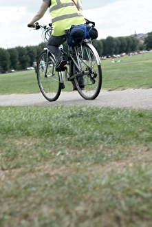 Environmentally Friendly Transport Prints: Cyclist on a cycle path