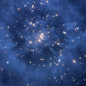 Hubble Space Telescope Image Prints: Dark matter ring in galaxy cluster