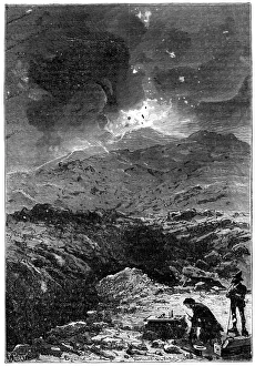 Scientist Prints: Davy experimenting at Vesuvius Print