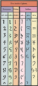 Images Dated 27th September 2013: Print of the Development of Numerals C017 / 6675 Table from 1882