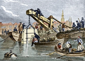 19th Century Engineering Prints: Diving bell use