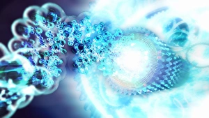 Genetic Information Storage Prints: DNA molecule, conceptual computer artwork