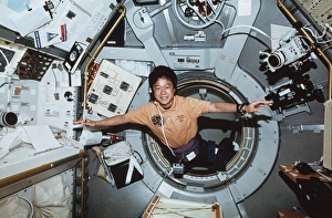 Dr Mukai entering IML-2 module, Shuttle STS-65 Dr Mukai entering IML-2 module, Shuttle STS-65