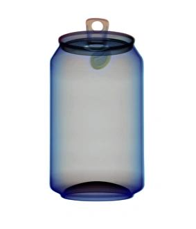 Prints of Drinks can. Coloured X-ray of an open aluminium drinks can Images Dated 2000 October: Coloured X-ray Print of an Open Aluminium Drinks Can