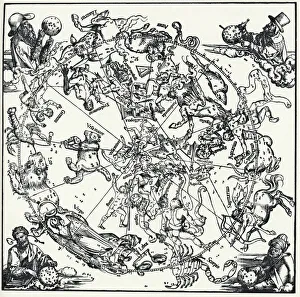 Albrecht Durer Prints: This 1515 print of Durer's Celestial Globe shows the northern hemisphere