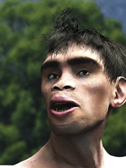 Prints of Early human. Computer artwork of the head of an early human Images Dated 2006 January: Early Human Head Print