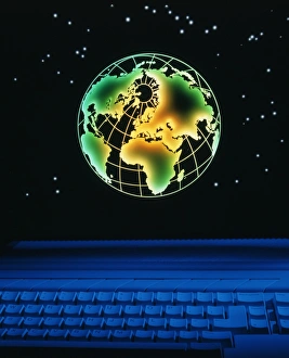 Earth Prints: Earth over Keyboard Print: A Composite Image