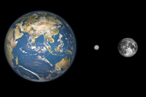 Planet Prints: Print of Earth, Ceres and the Moon
