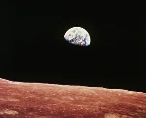 Earthrise as seen from above surface of the moon Earthrise as seen from above surface of the moon