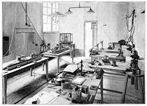 Prints of Electrical certification. This is the calibration room of the Central Electricity Laboratory (Laboratoire Central d Electricite, LCE), Paris, France Images Dated 2011 September: 19th Century Electrical Certification Print