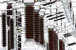 Ceramic Insulators Prints: Electrical substation ceramic insulators