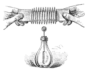 French Popular Science Weekly Prints: Electroscope experiment, 19th century