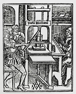 renaissance printing press clipart