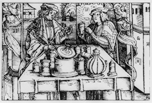 Engraving of mediaeval preparation of theriac Engraving of mediaeval preparation of theriac