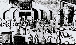 Engraving of Robert Boyles laboratory Engraving of Robert Boyles laboratory