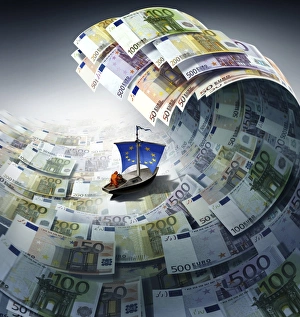 Europe sinking in debt, conceptual image C014/0687 Europe sinking in debt, conceptual image C014/0687