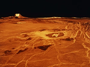 False-col. 3D view of Cunitz Crater and Gula Mons False-col. 3D view of Cunitz Crater and Gula Mons