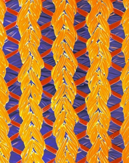 False-colour SEM of lycra/nylon woven fabric False-colour SEM of lycra/nylon woven fabric
