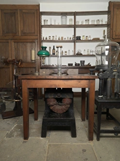 19th Century Science Equipment Prints: Faradays laboratory