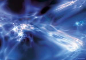 Prints of The first stars. Artwork of the first stars in the universe, thought to have formed over 13 billion years ago, when the universe was only a few million years old Images Dated 2007 November: The First Stars Print: A depiction of ancient stars
