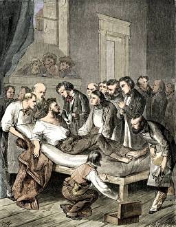 Images Dated 24th January 2014: Colour Print of First Anaesthesia Use in Surgery