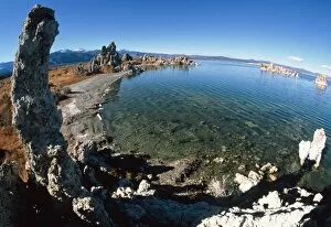 Images Dated 18th June 1998: Fisheye view of tufa formations at Mono Lake, USA