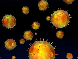 Virology Images Prints: Flu virus particles