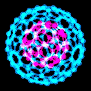 Fullerene molecules, computer artwork Fullerene molecules, computer artwork