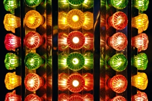 Prints of Funfair lights. Fairground rides lights switched on at night Images Dated 2008 November: Funfair Lights Print - Colour Photograph