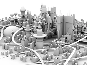 Futuristic Urban Design Prints: Future city, artwork