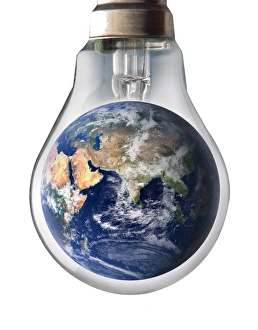 Global Warming Print: Earth in an Incandescent Lightbulb