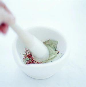 Bay Leaves Prints: Grinding herbs