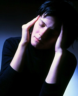 Headache Print: Woman with fingers pressed to her temples