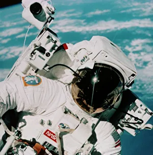 Helmet of astronaut McCandless during space walk Helmet of astronaut McCandless during space walk