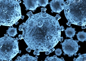Enveloped Viruses Prints: HIV particles, computer artwork