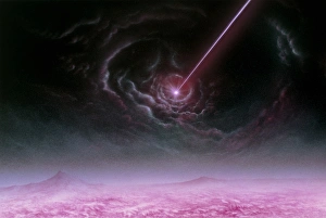 Illustration of a pulsar as seen from its planet Illustration of a pulsar as seen from its planet