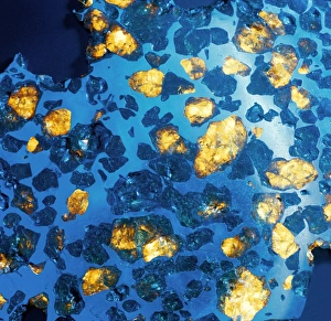 Imilac Meteorite Print: Blue-Lit Pallasite Slice