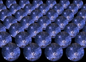 Infinite Dimensions Print: Blue Spheres Containing Parallel Universes