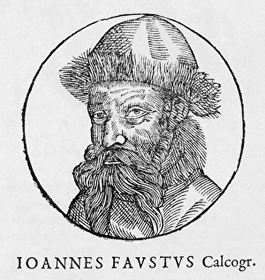 Medieval Printing Press Prints: Johann Faust, German printer