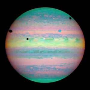Hubble Telescope Prints: Jupiter and Moons Infrared Print