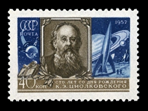Konstantin Tsiolkovsky on a Soviet stamp Konstantin Tsiolkovsky on a Soviet stamp