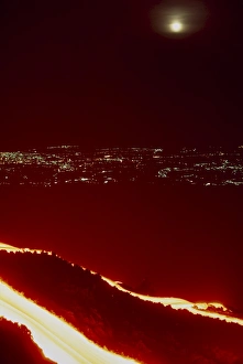 Active Volcanoes In Europe Prints: Lava flow at night