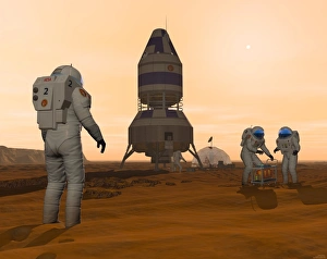 Astronaut Prints: Mars Base Setup Print