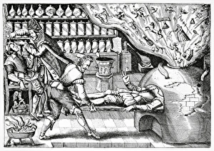 Medical purging, satirical artwork Medical purging, satirical artwork