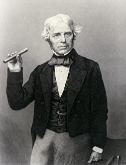 Michael Faraday holding glass bar Michael Faraday holding glass bar