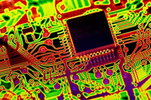 Circuit Board Design Prints: Microprocessor chip, computer artwork