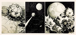 Images Dated 23rd December 2004: Moon Flight Print: Astronauts Signaling from the Moon