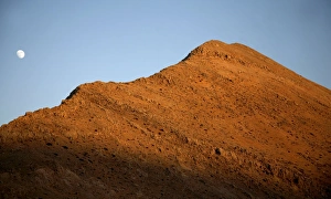 White Mountains Crete Prints: Moon over mountain at sunset